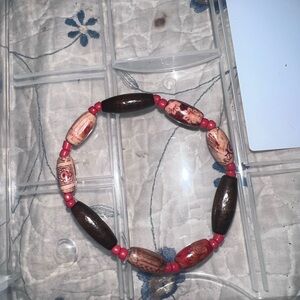 Handcrafted Beaded Bracelet - Red and Brown